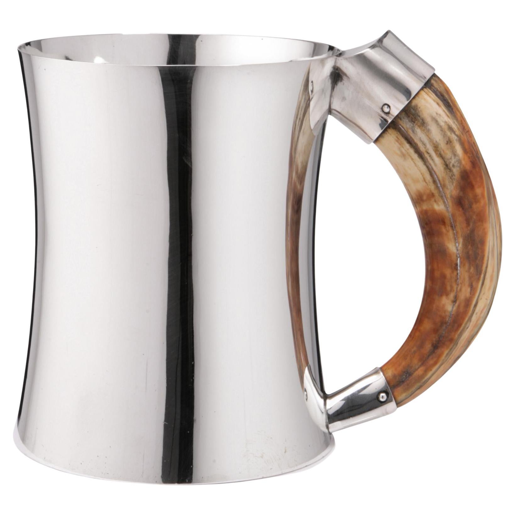 Large Silver Tankard with Boar's Tusk Handle