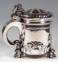 Large Silver Tankard With Lion Figures, by Johannes Siggaard, Denmark, 1940