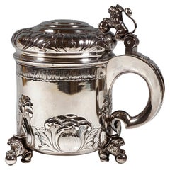 Large Silver Tankard With Lion Figures, by Johannes Siggaard, Denmark, 1940