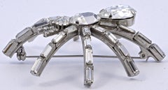 Large Silver Tone and Clear Rhinestone Figural Spider Brooch, circa 1980s