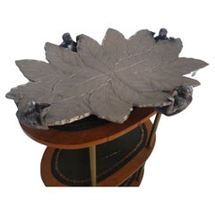 Large Silver Tone Sculpted Monkey Serving Tray