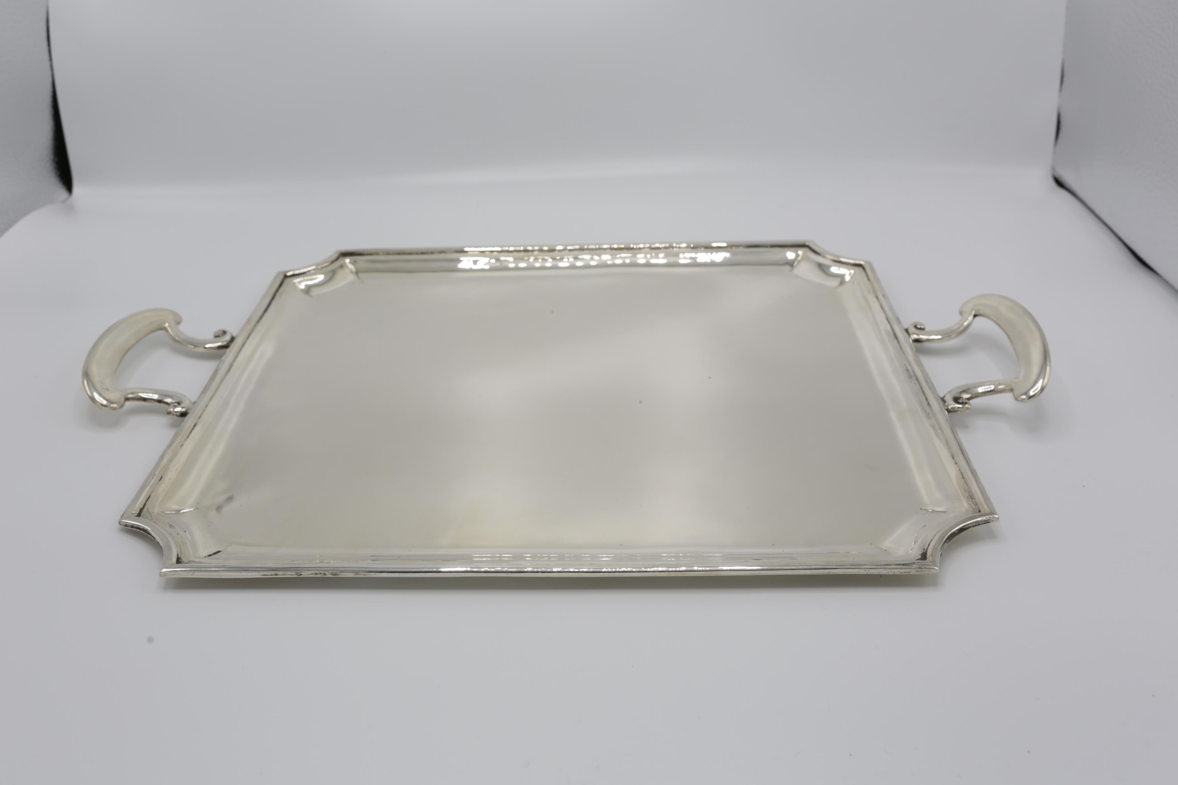 Early 20th Century Large Silver Tray with Handles, England, York 1920, 900/- Silver For Sale