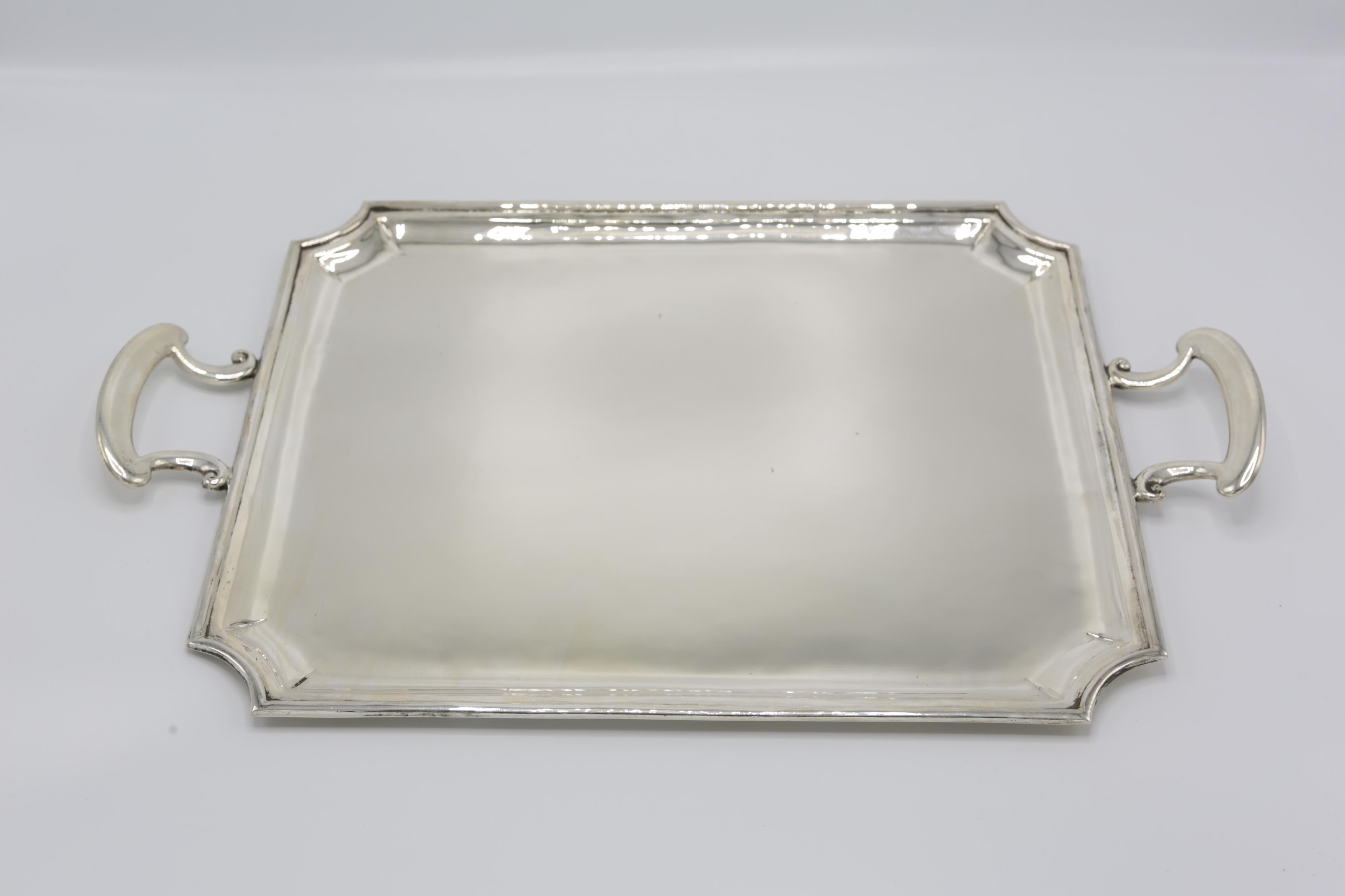 Large Silver Tray with Handles, England, York 1920, 900/- Silver For Sale 1