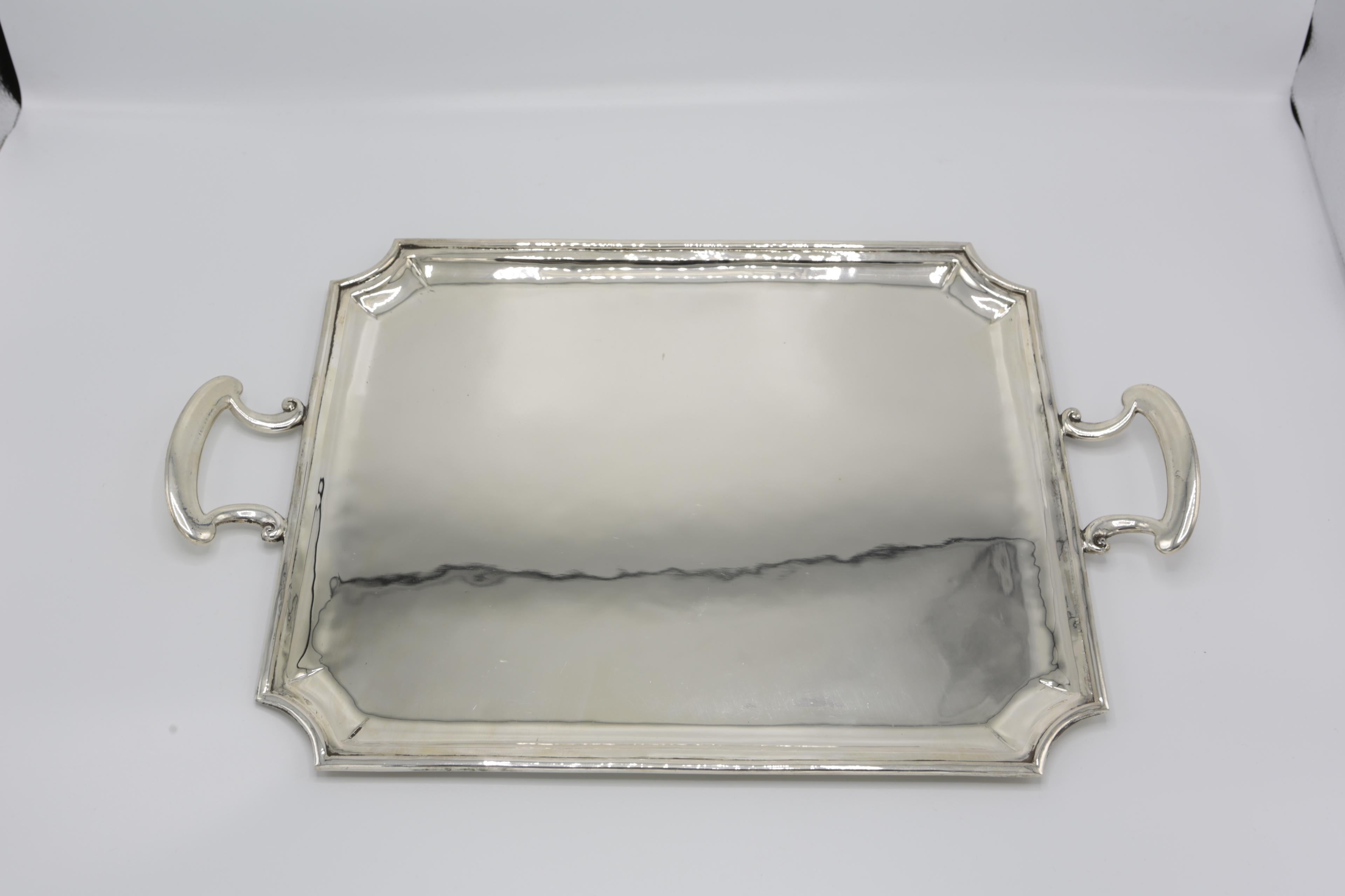 Large Silver Tray with Handles, England, York 1920, 900/- Silver For Sale 2