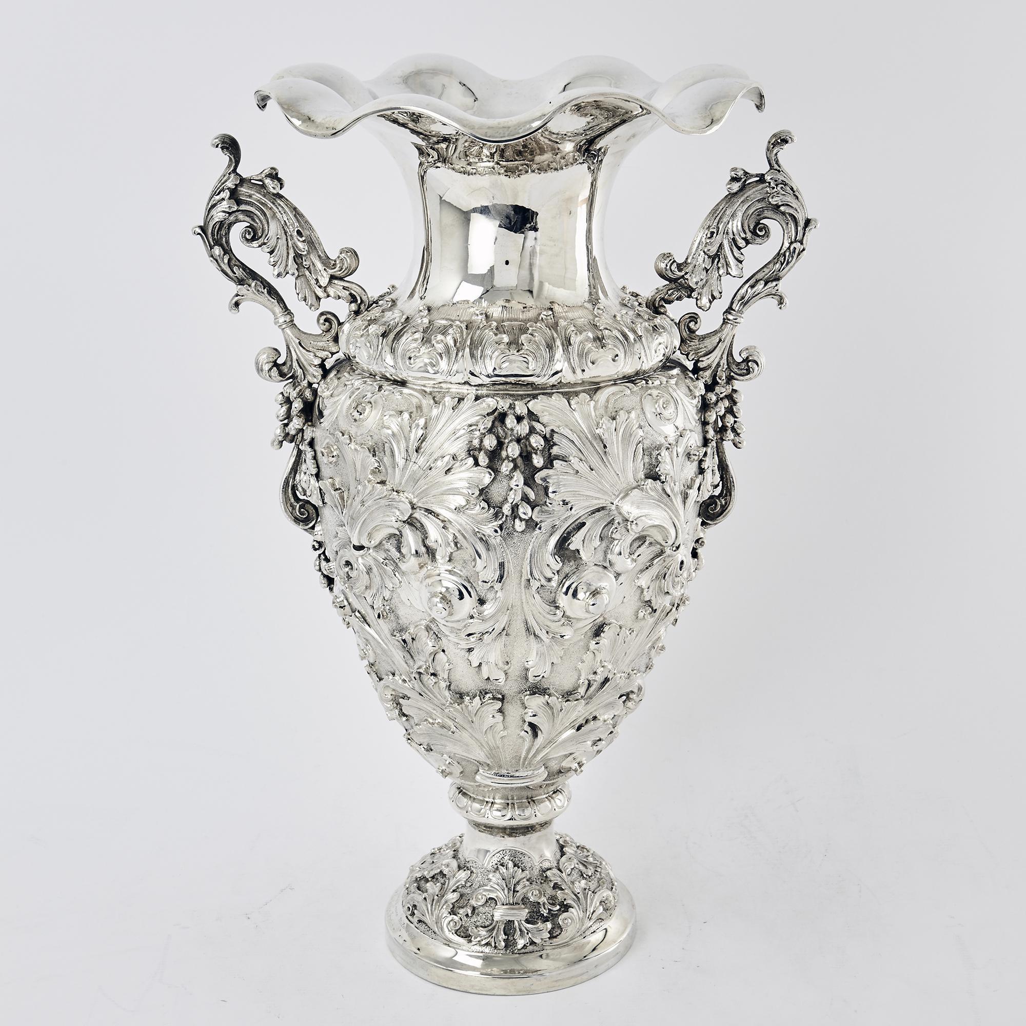 oversized silver vase