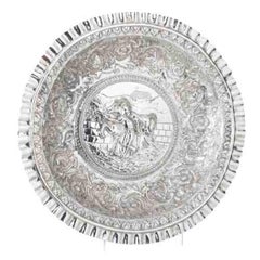 Grande assiette murale en argent - 19e siècle (56 cm - 22 inches)