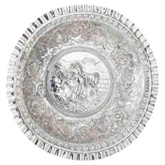 Grande assiette murale en argent - 19e siècle (56 cm - 22 inches)