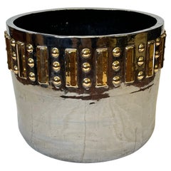 Large Silvered and Gold Glazed Terracotta Jardiniere