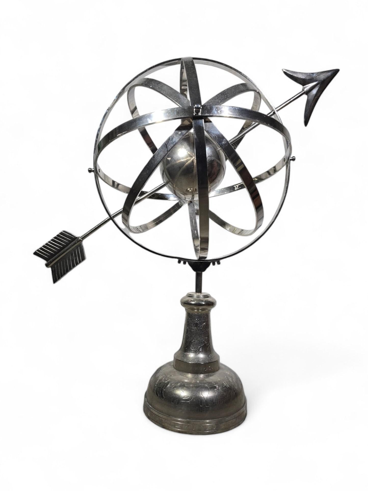 Grande sphère armillaire en bronze argenté - années 50 et 115 C. en vente 11
