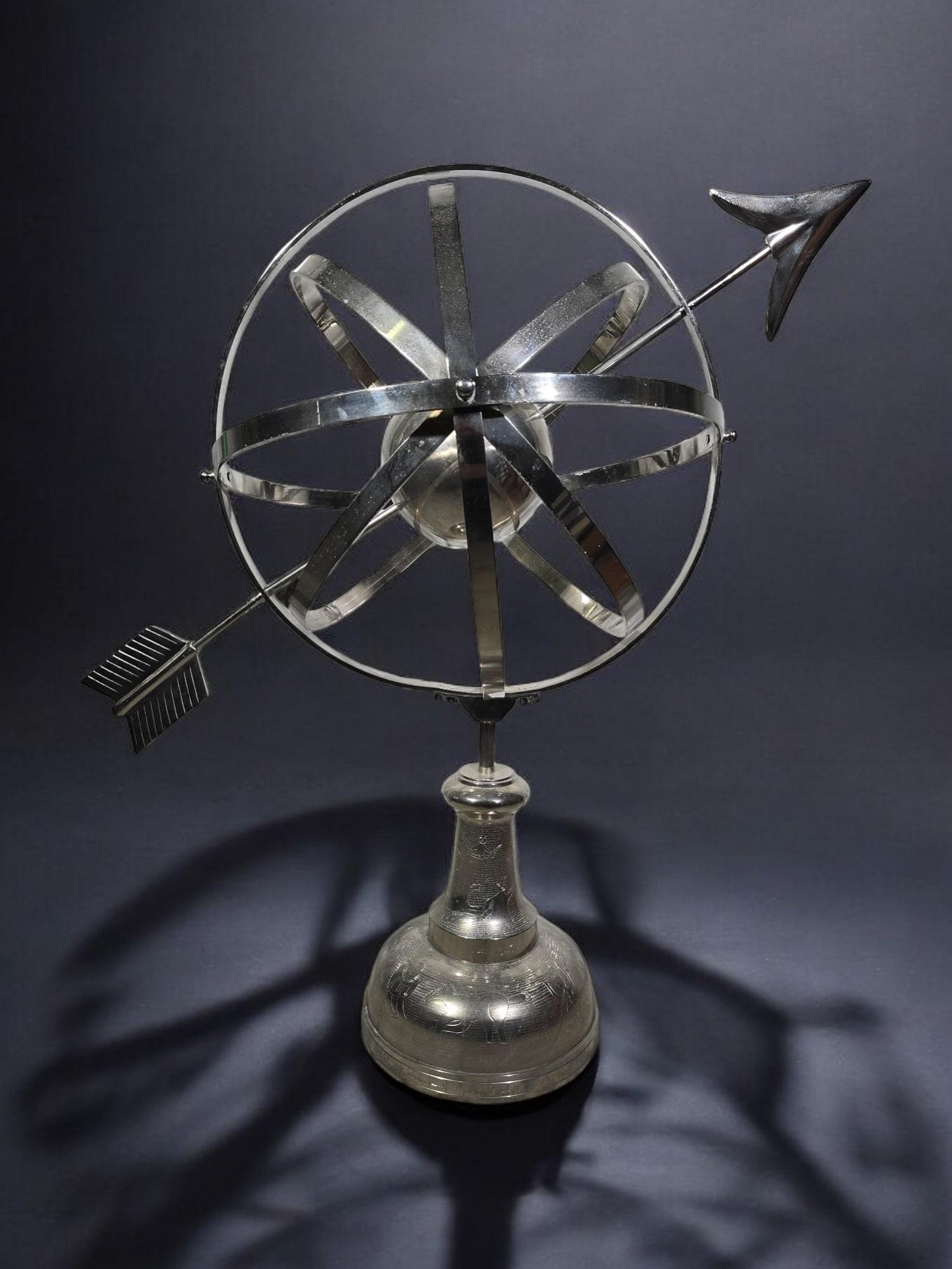 Grande sphère armillaire en bronze argenté - années 50 et 115 C. en vente 12