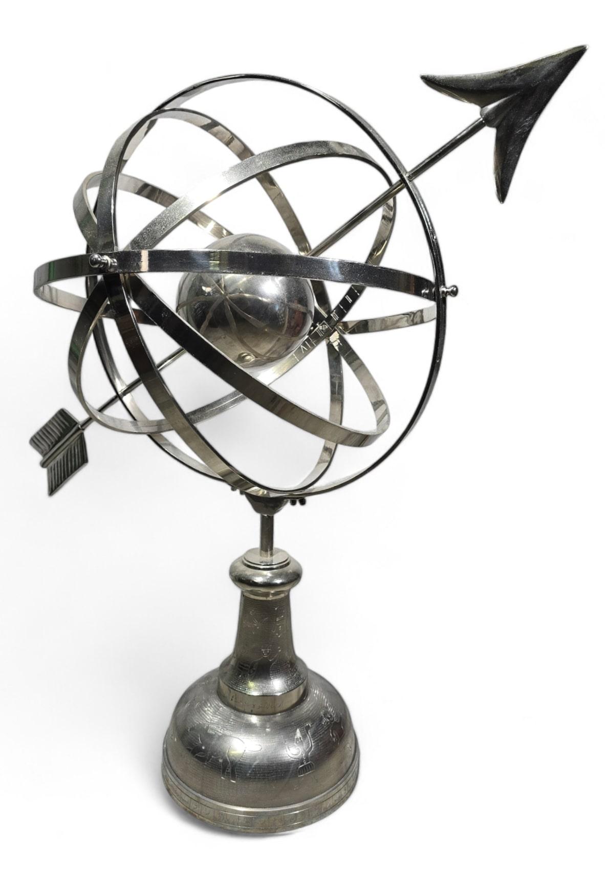 Grande sphère armillaire en bronze argenté - années 50 et 115 C. en vente 2