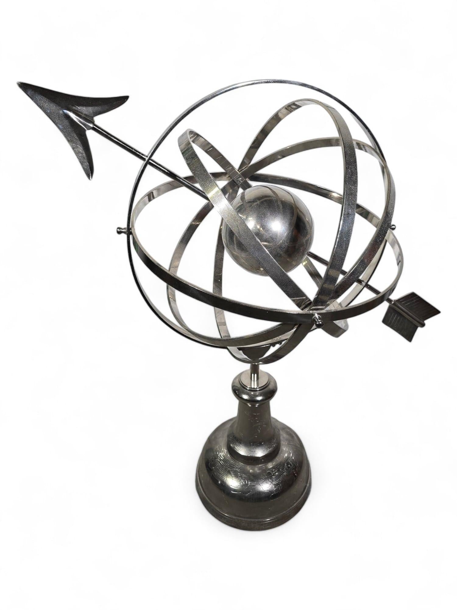 Grande sphère armillaire en bronze argenté - années 50 et 115 C. en vente 4