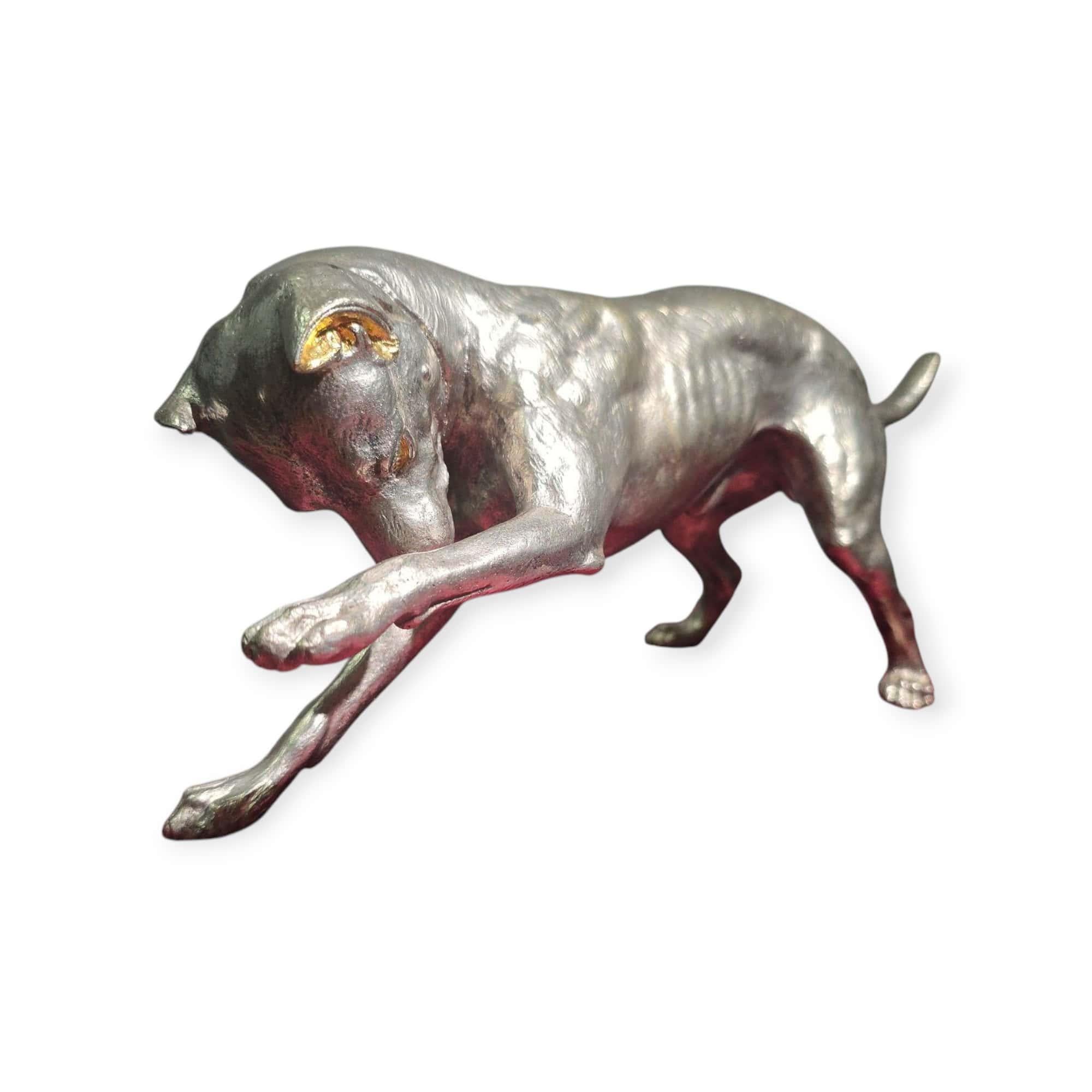 Cane grande in bronzo argentato - XIX secolo in vendita 6