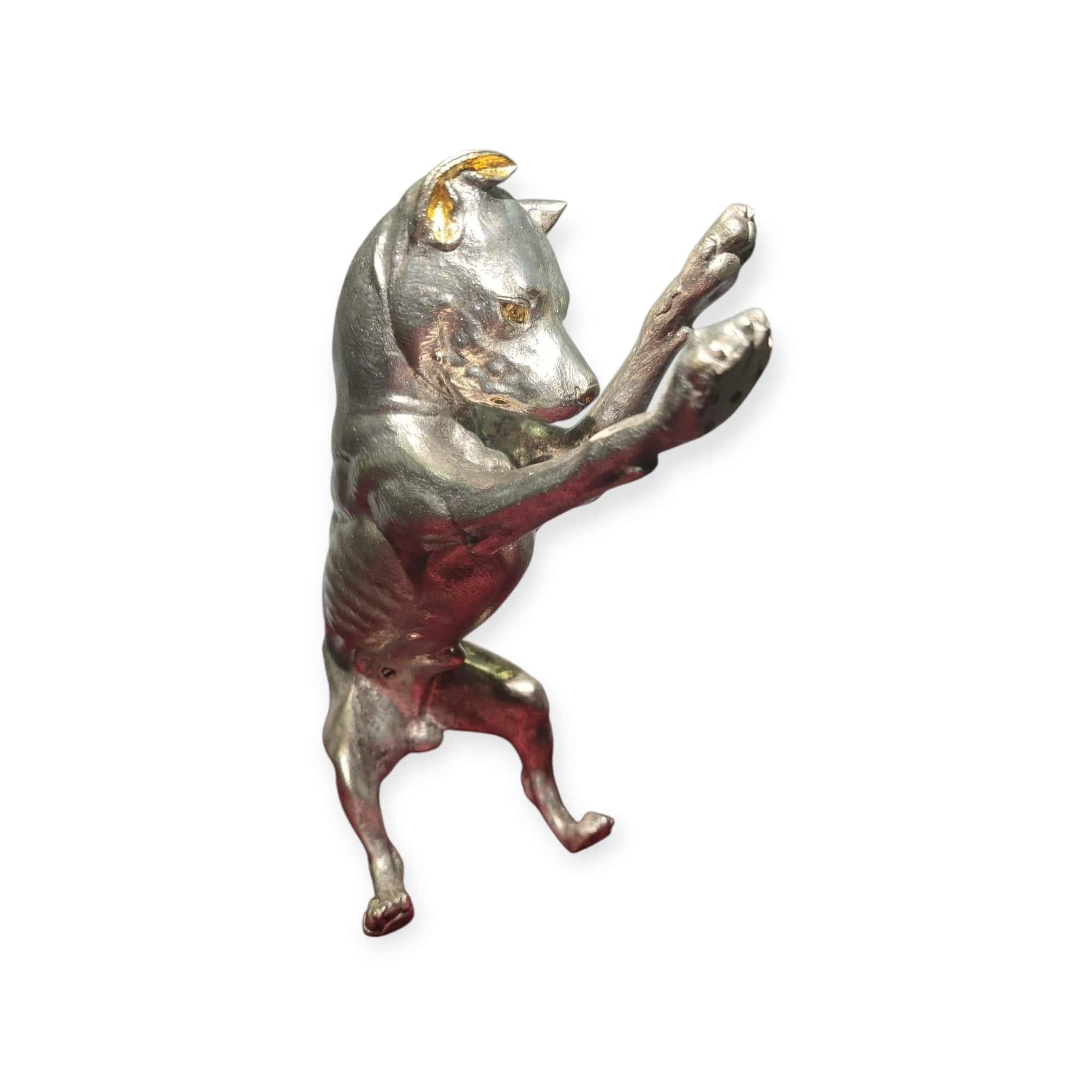 Cane grande in bronzo argentato - XIX secolo in vendita 1