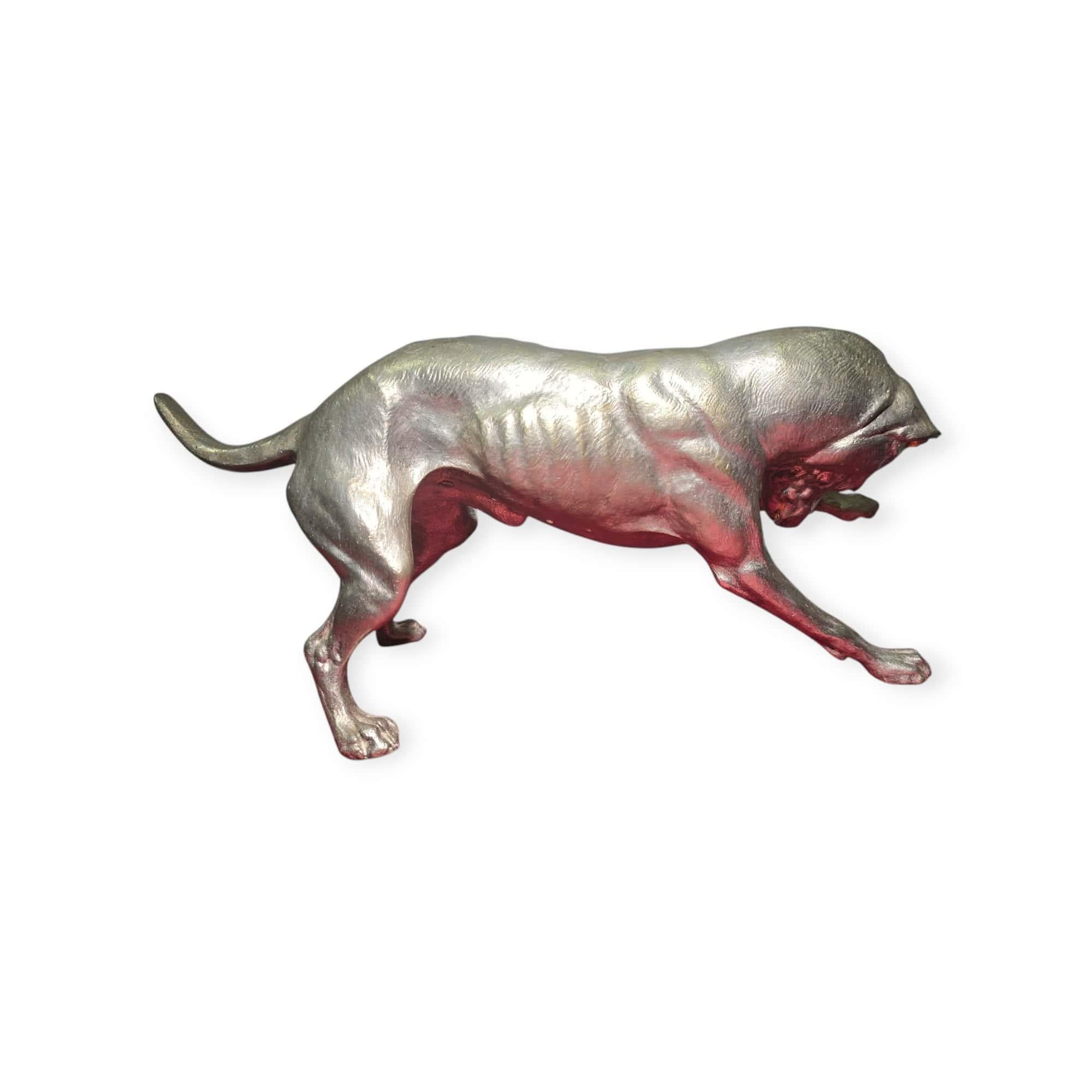 Cane grande in bronzo argentato - XIX secolo in vendita 5
