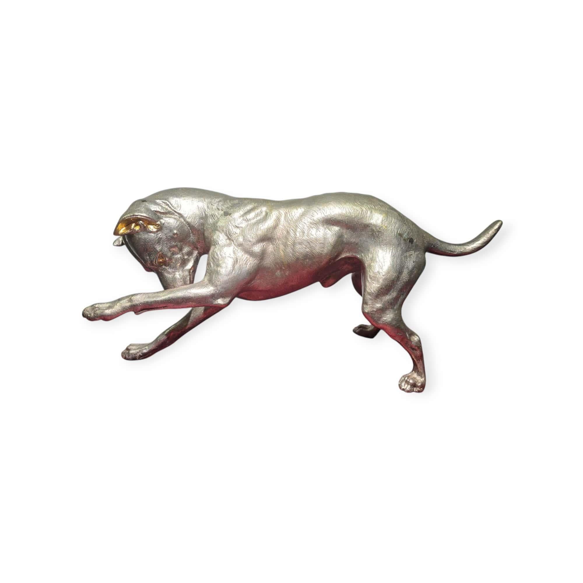 Large Silvered Bronze Dog – 19th Century