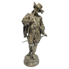 Large Silvered Bronze Sculpture of a Spanish Cavalier