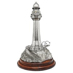 Large Silvered Bronze Table Lamp of the 'Les Éclaireurs' Lighthouse, 1930s