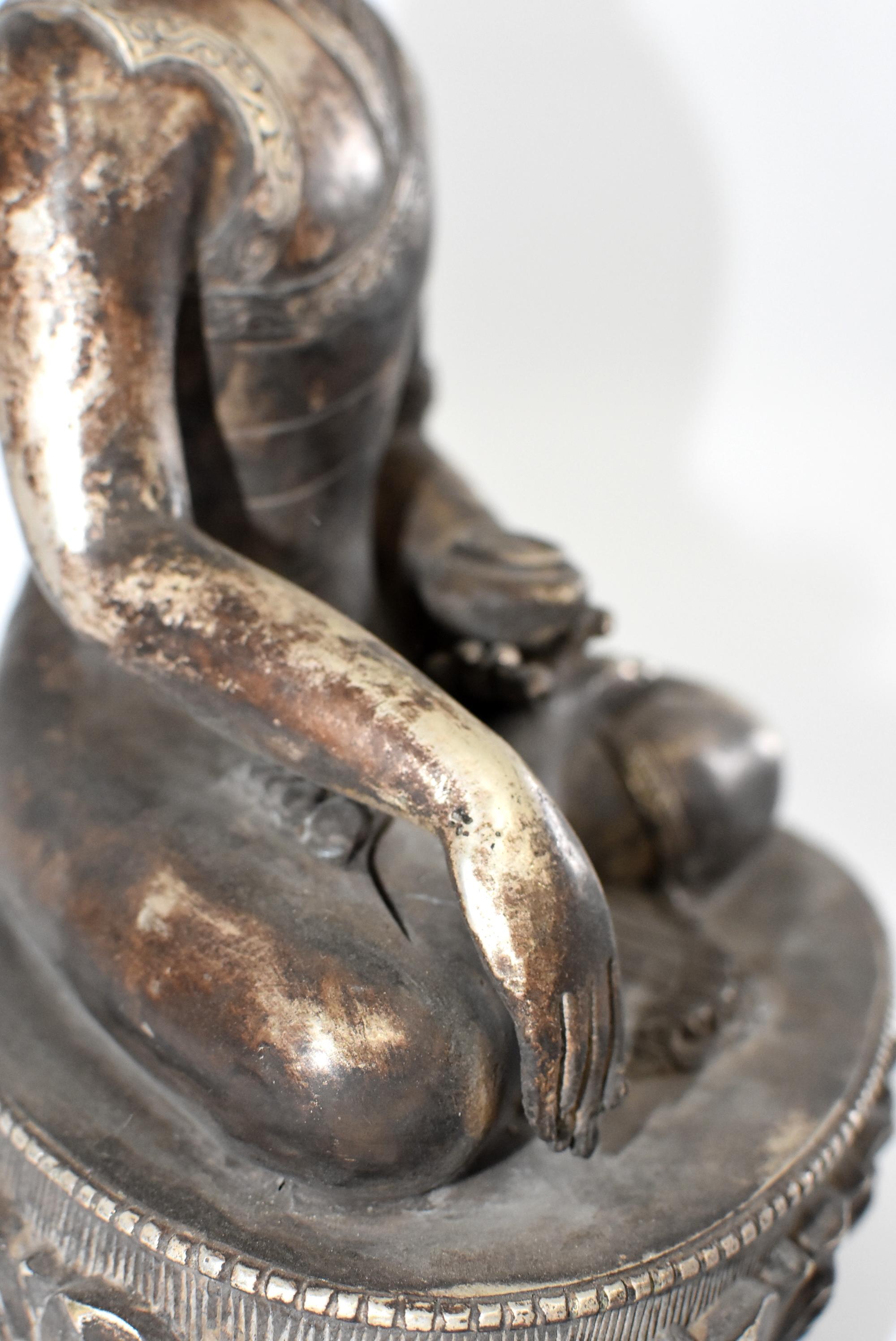 Large Silvered Bronze Tibetan Deity of a Teacher, God of Wisdom 6
