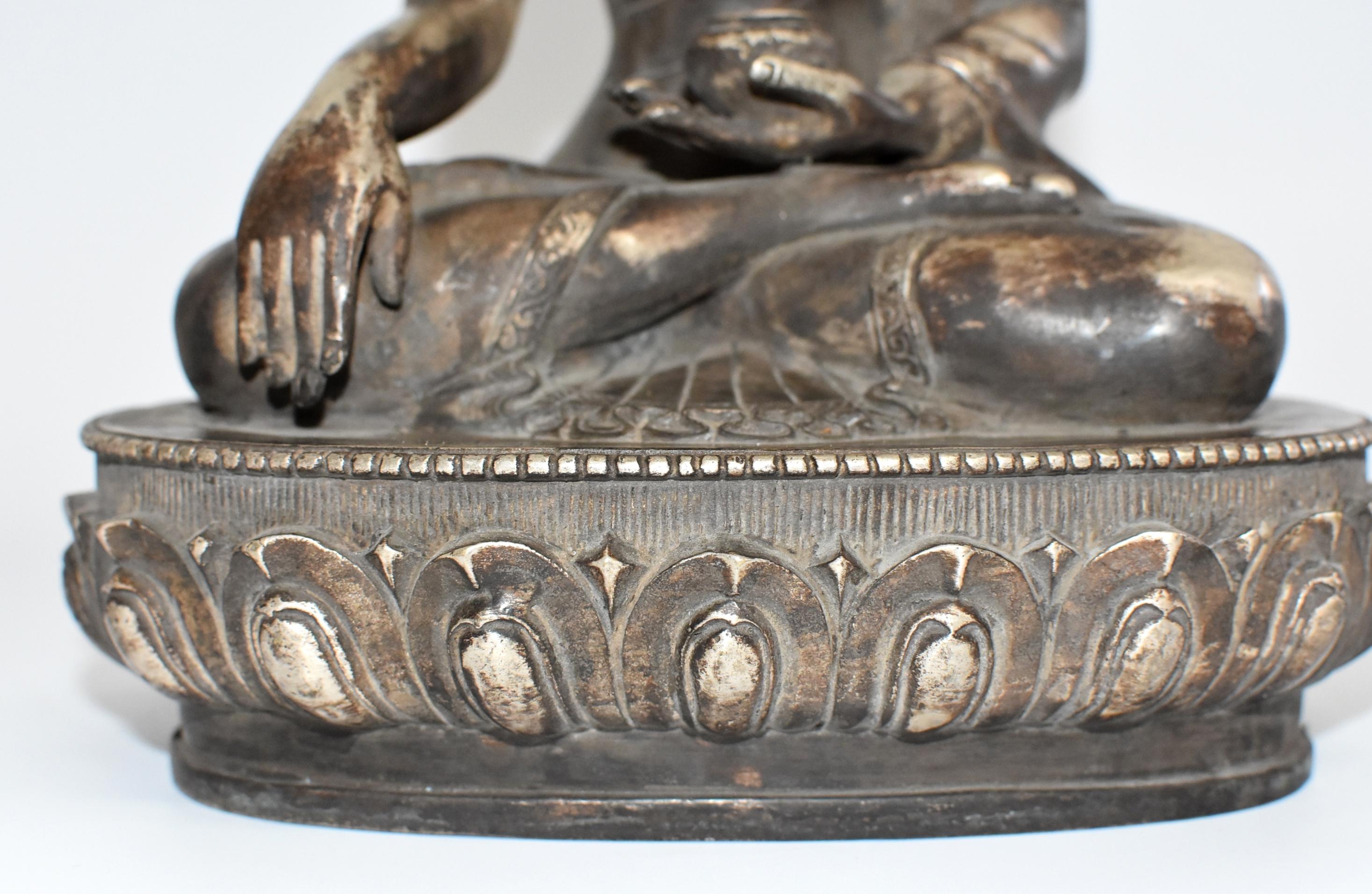 Large Silvered Bronze Tibetan Deity of a Teacher, God of Wisdom 8