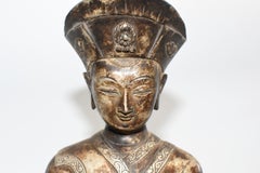 Large Silvered Bronze Tibetan Deity of a Teacher, God of Wisdom