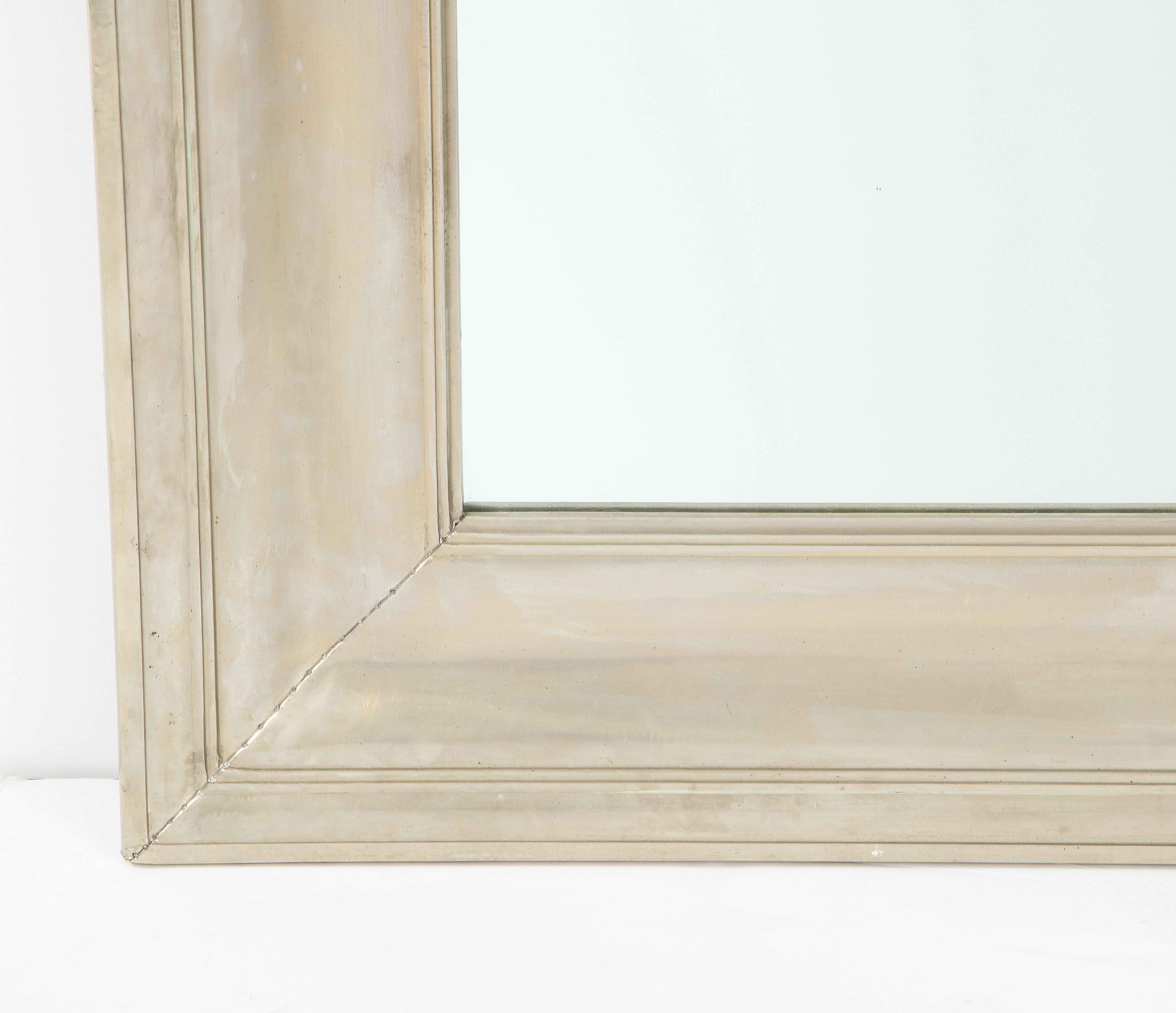 Modern Large Silvered Metal framed Mirror