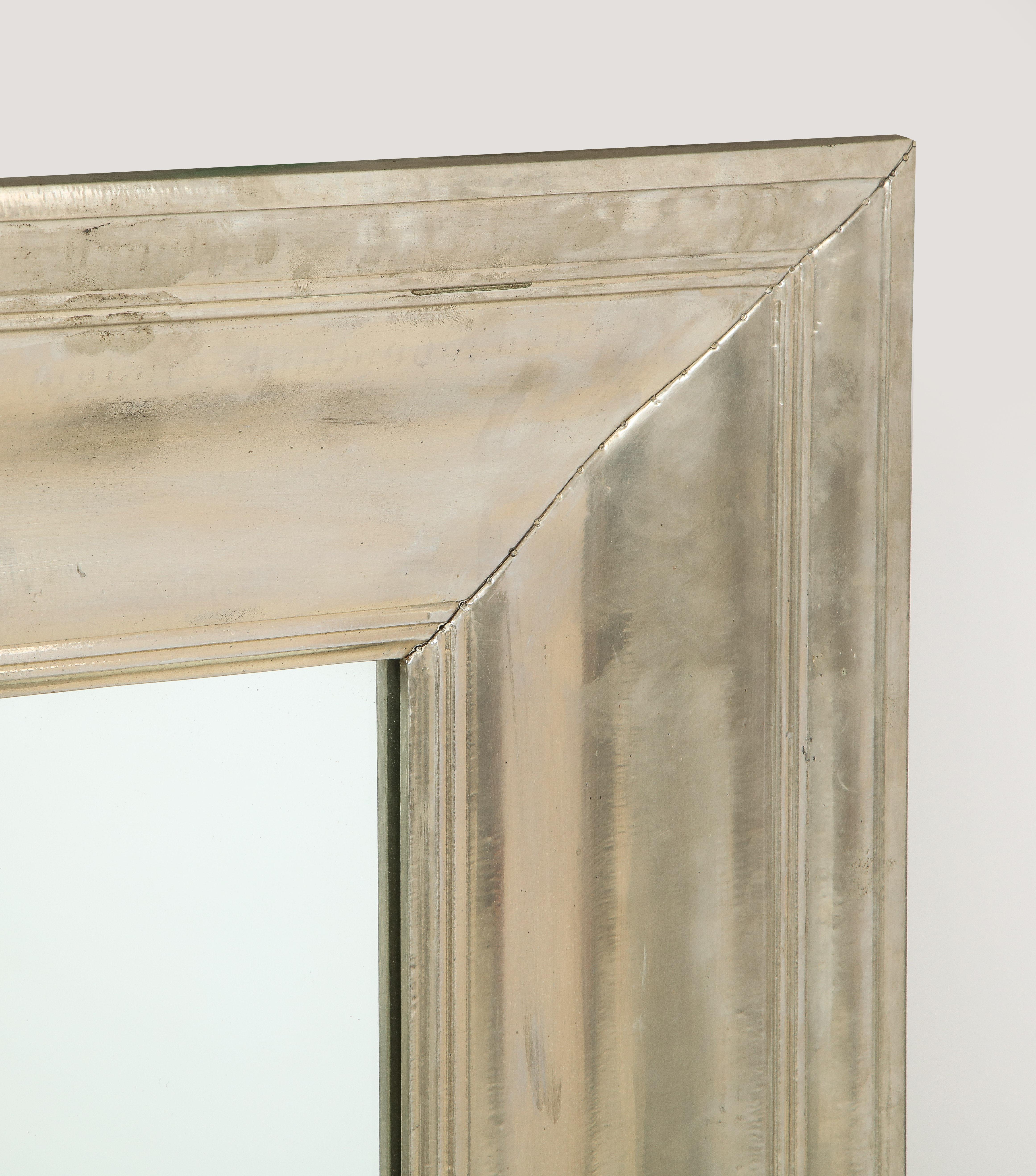 Late 20th Century Large Silvered Metal framed Mirror