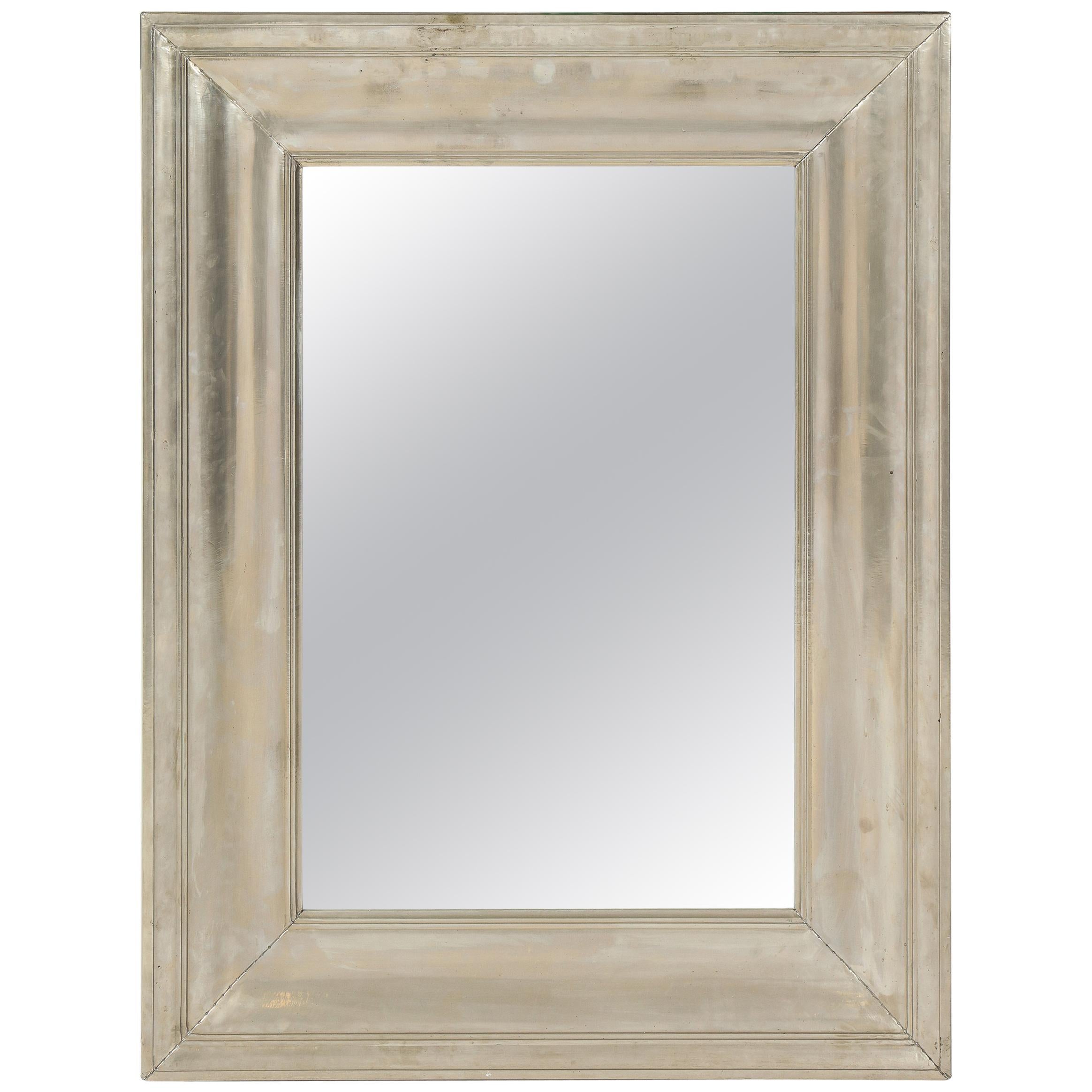 Large Silvered Metal framed Mirror