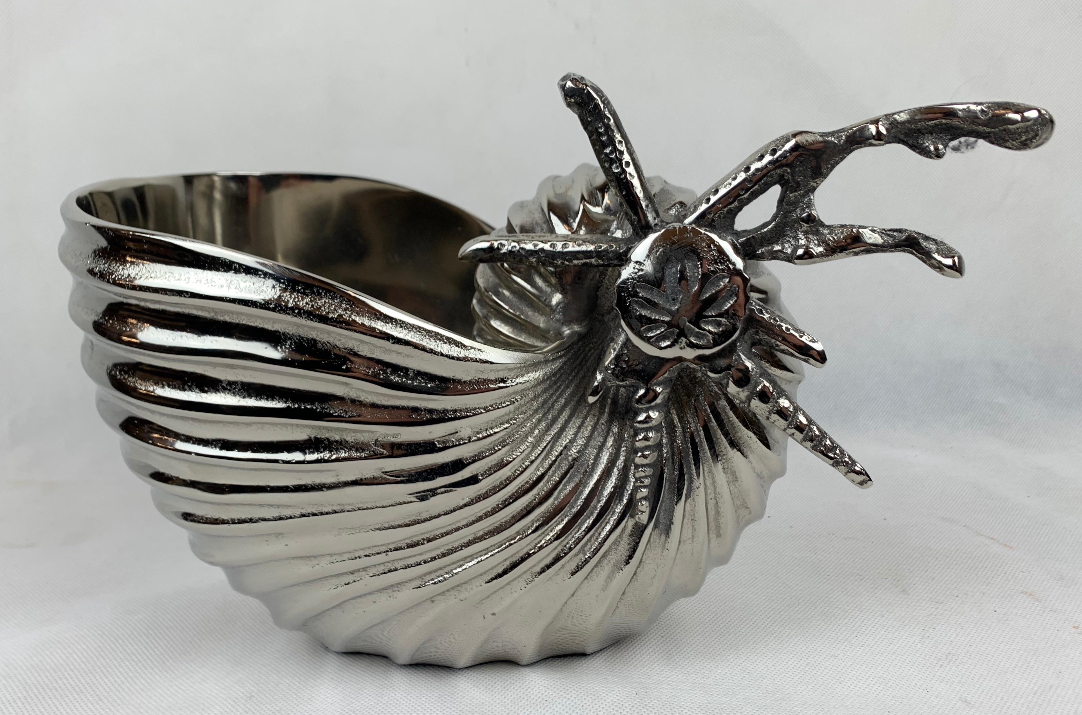 Metal Silvered Nautilus Shell Container/Wine Cooler/Ice Bucket/Planter