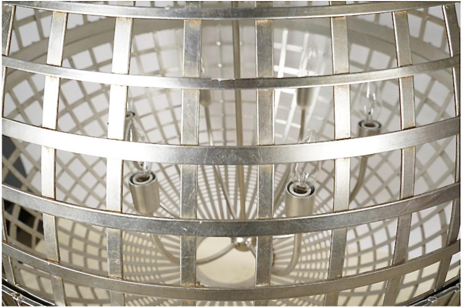 American Large Silvered Spherical Lantern Pendant For Sale