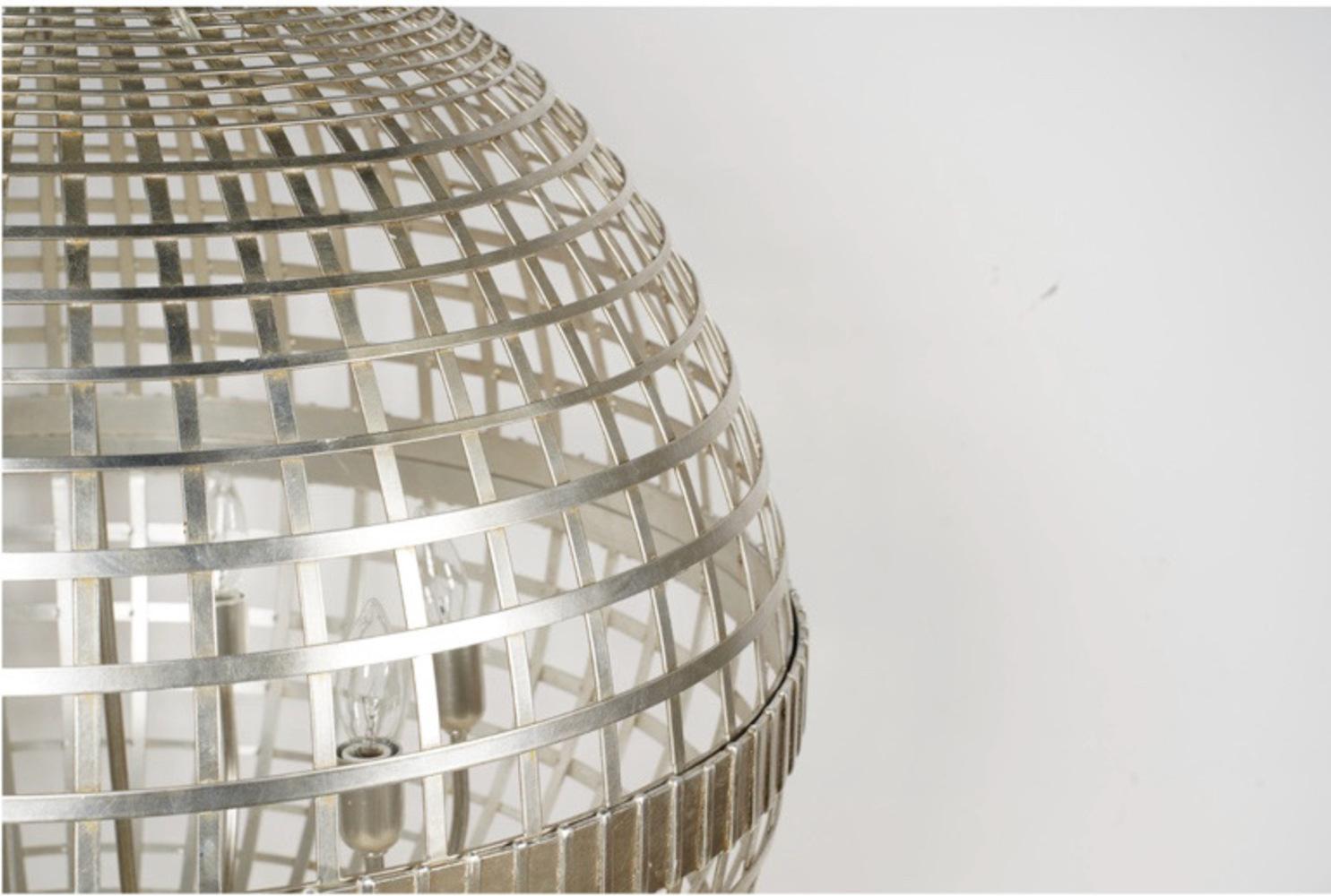 Hand-Crafted Large Silvered Spherical Lantern Pendant For Sale