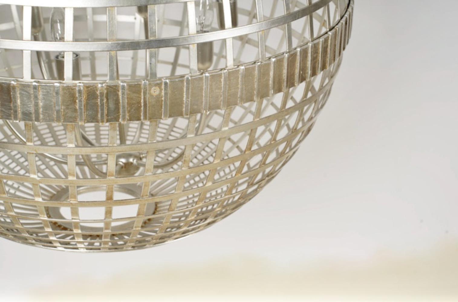 20th Century Large Silvered Spherical Lantern Pendant For Sale