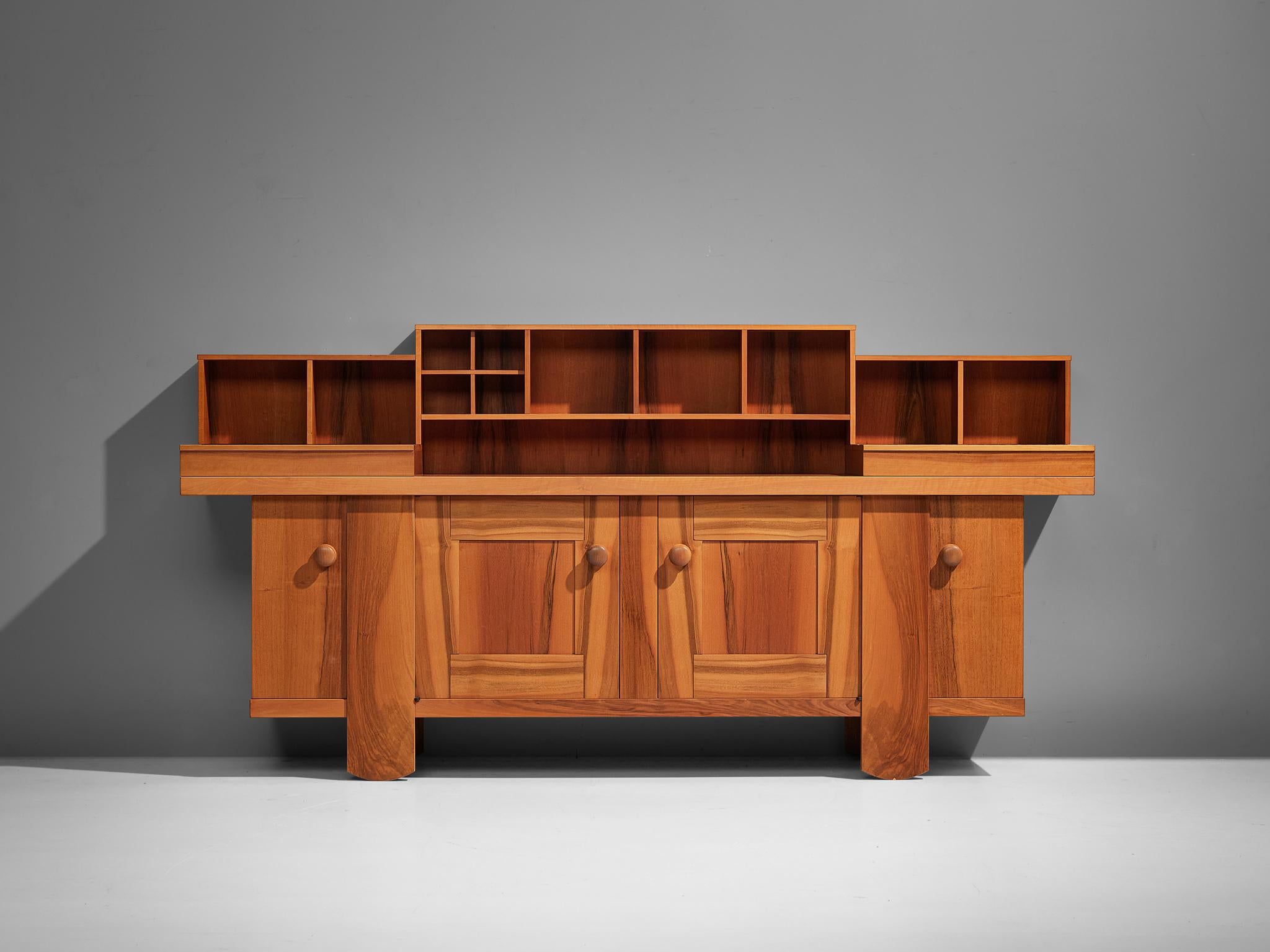 Italian Silvio Coppola for Bernini Large Sideboard in Walnut For Sale