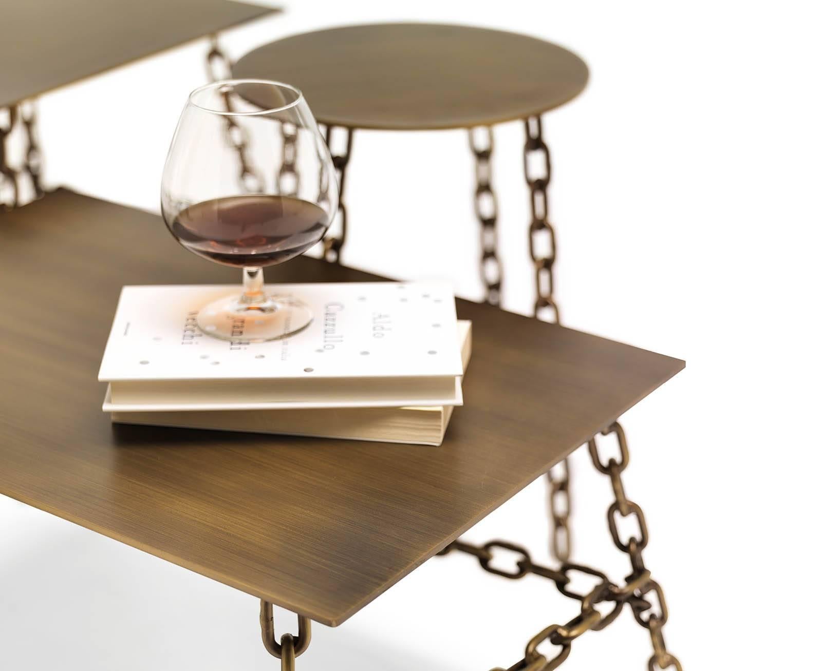 Moderne Grande table rectangulaire Sing à finition en bronze de Fabio Bortolani & Mogg en vente