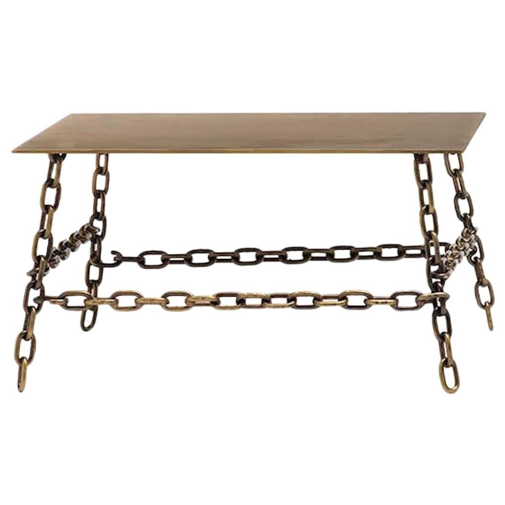 Grande table rectangulaire Sing à finition en bronze de Fabio Bortolani & Mogg en vente