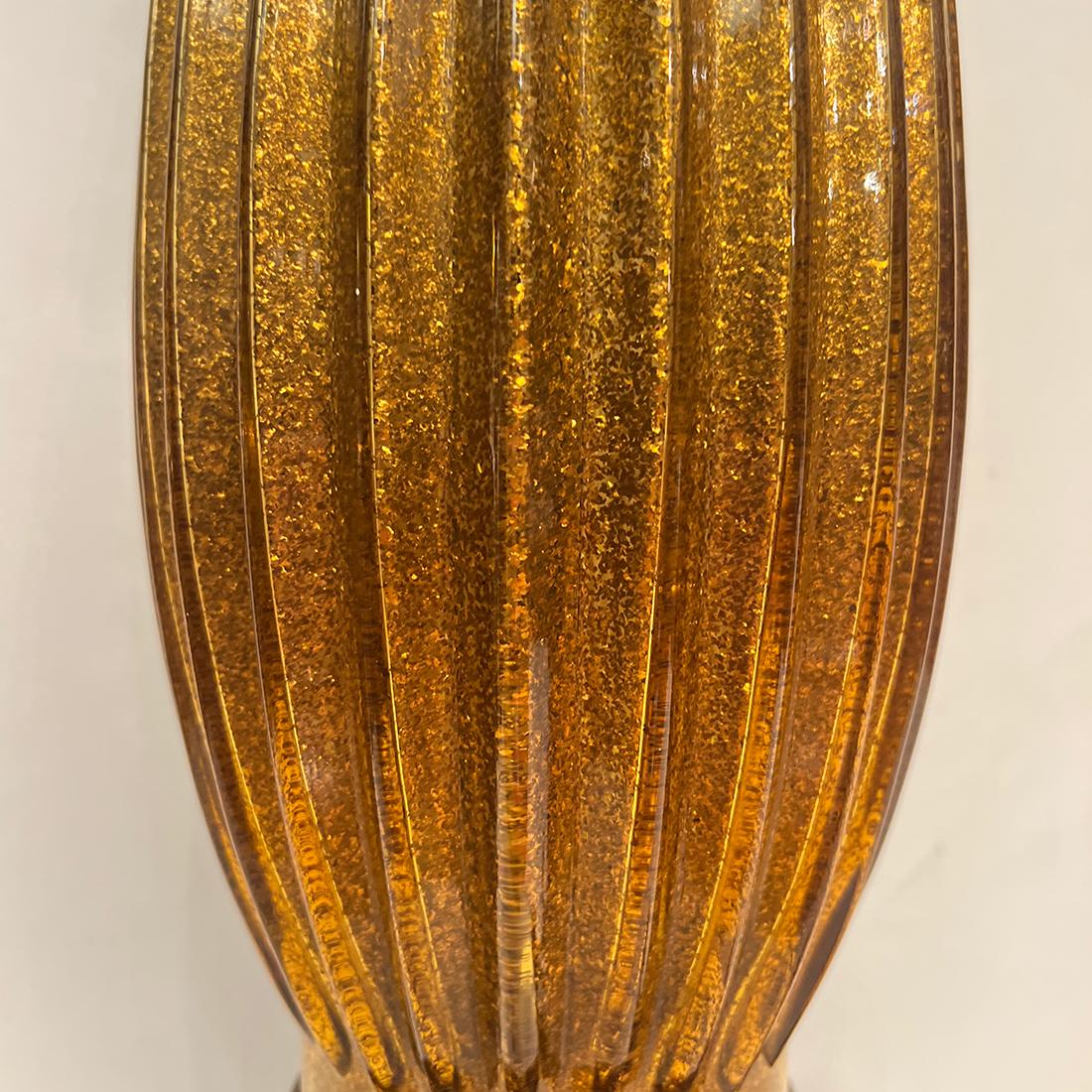 Italian Large Single Amber Table Lamp For Sale