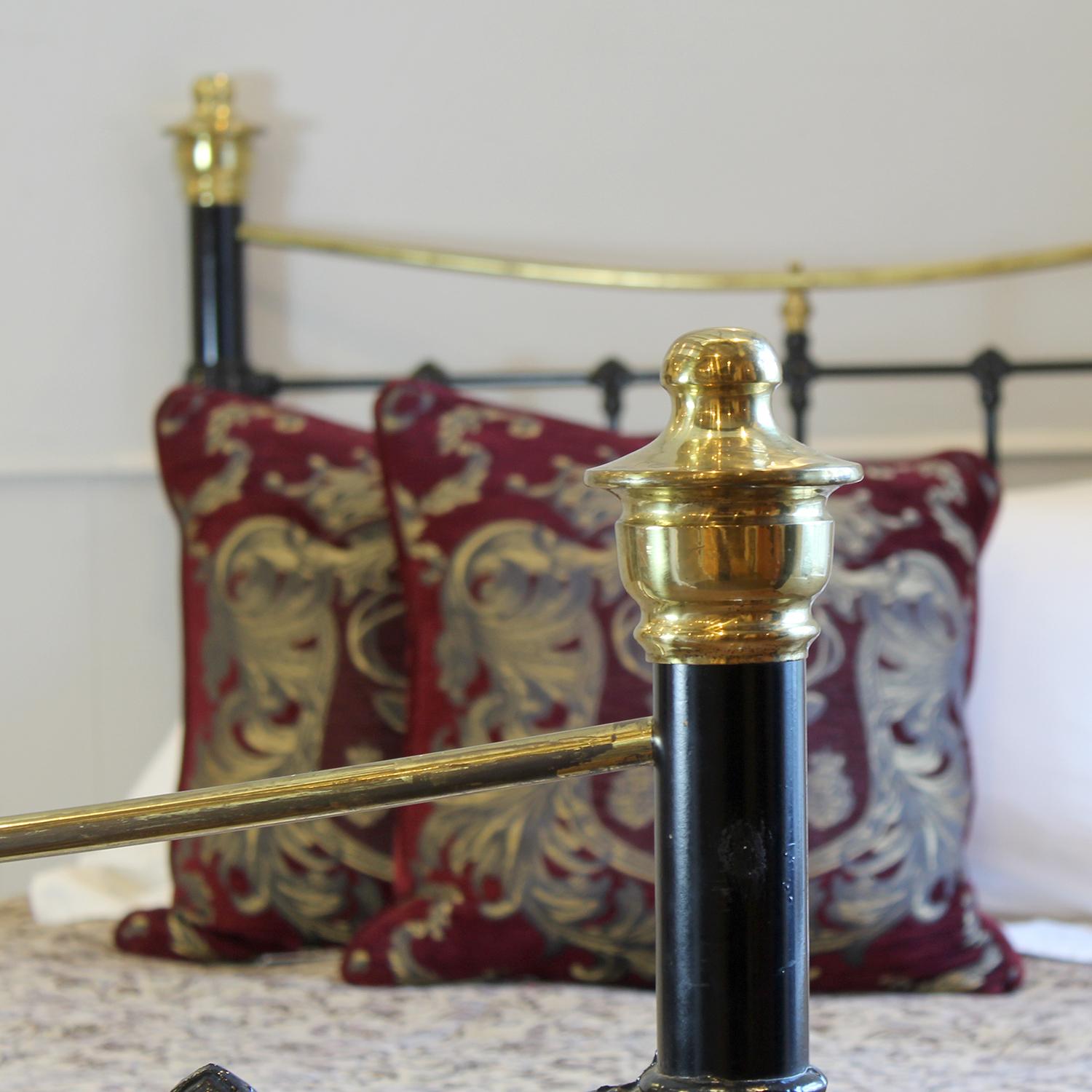 British Large Single Black Antique Bed MS77 For Sale
