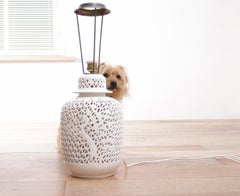 Large Single Blanc De Chine Open-Work Ginger Jar Porcelain Table Lamp