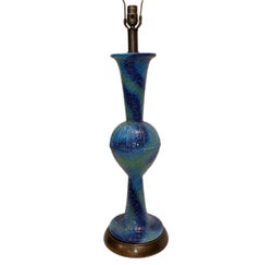 Large Single Blue Porcelain Table Lamp
