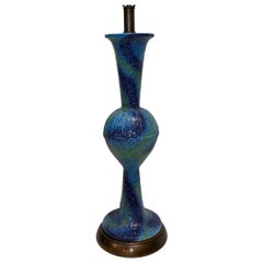 Large Single Blue Porcelain Table Lamp