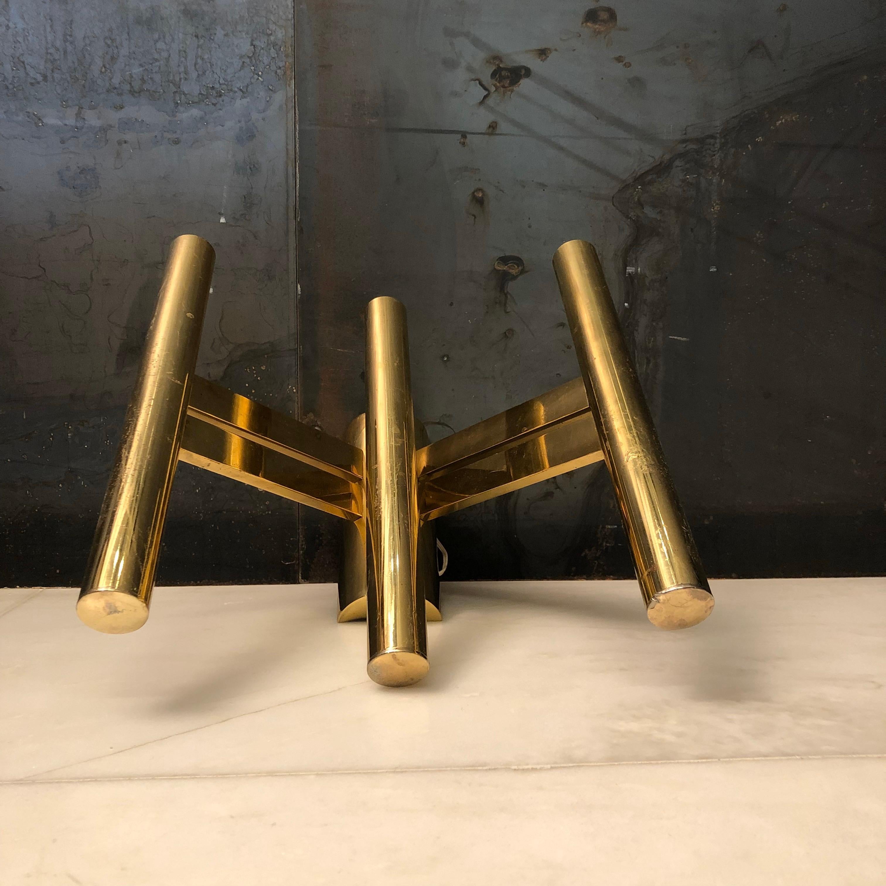 Large Single Brass Sconce by Sciolari, Italy, 1970s For Sale 6