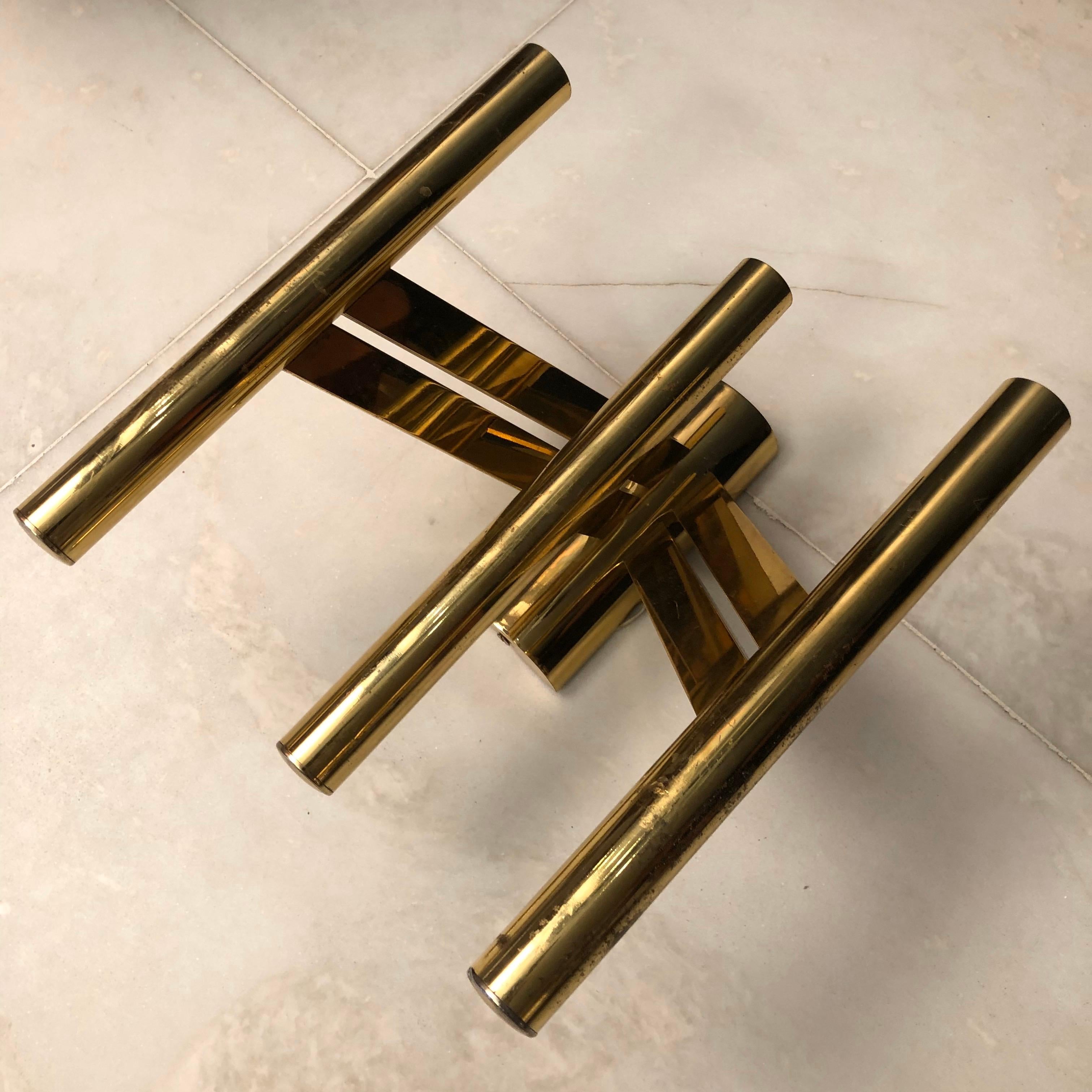 Modern Large Single Brass Sconce by Sciolari, Italy, 1970s For Sale