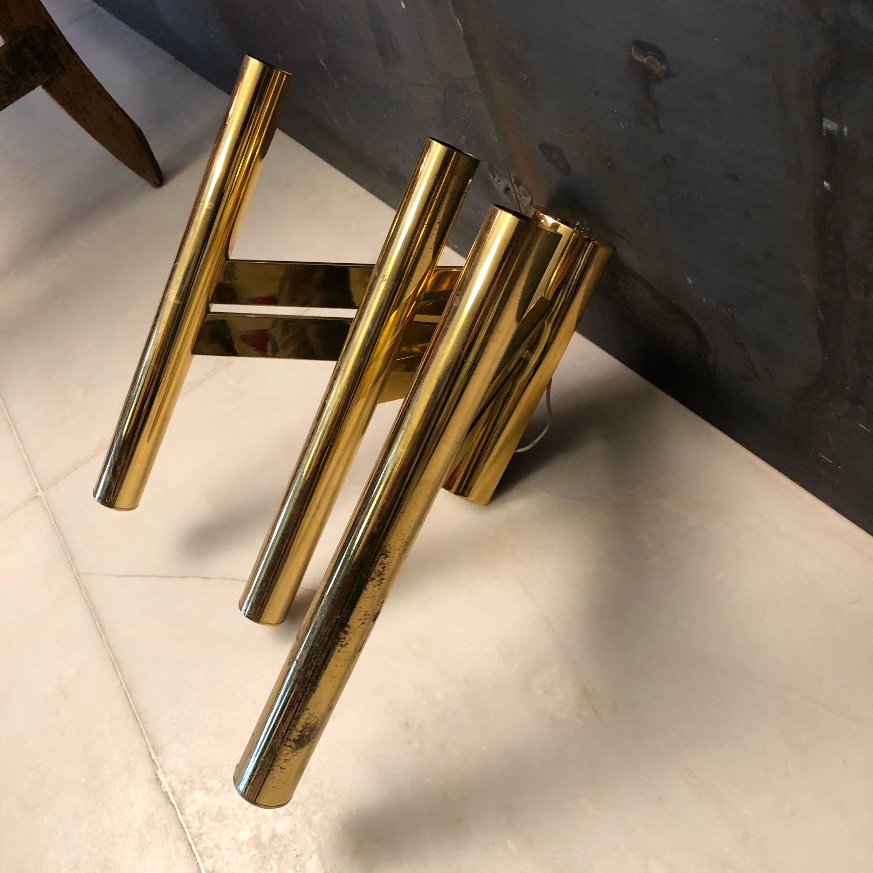 Late 20th Century Large Single Brass Sconce by Sciolari, Italy, 1970s For Sale