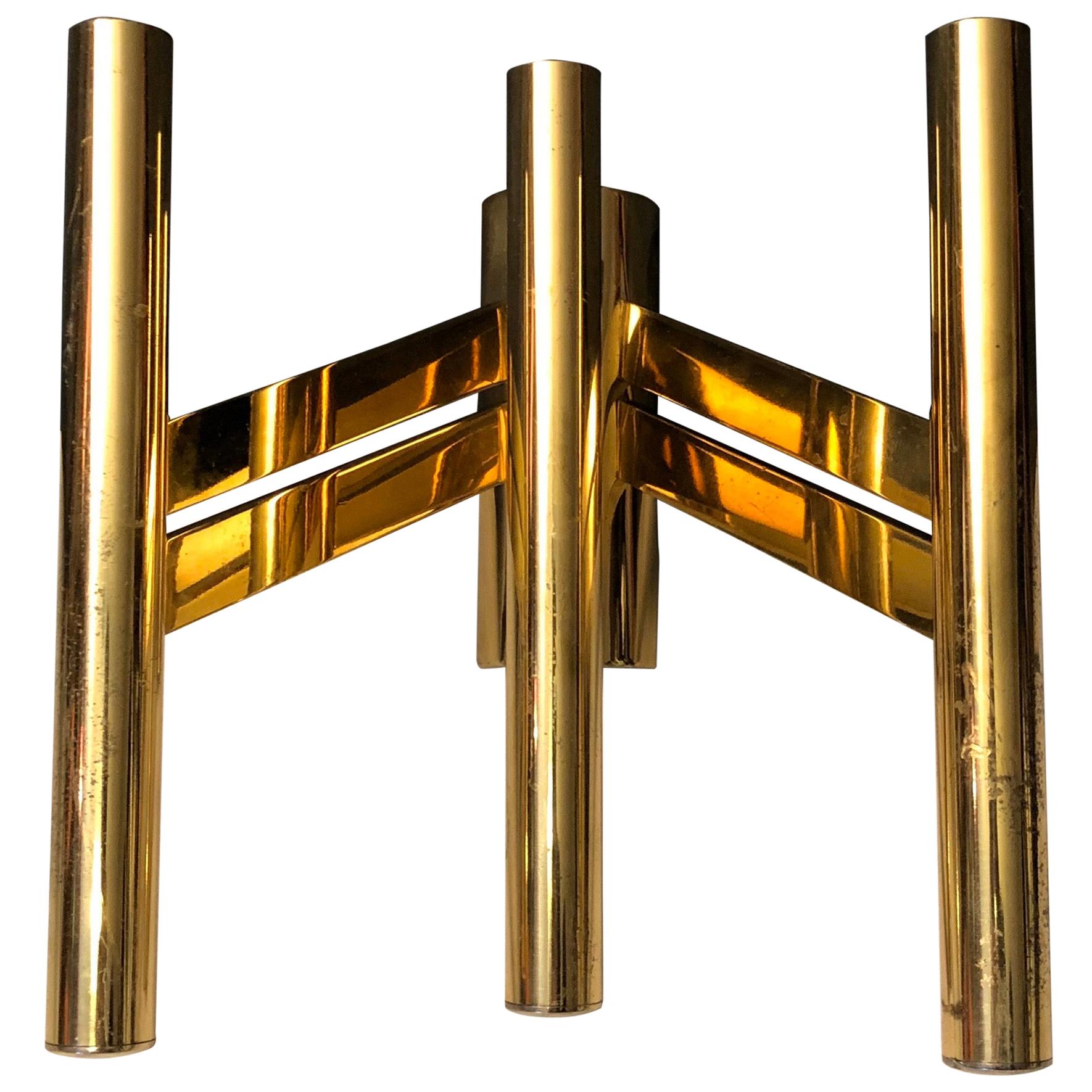 Large Single Brass Sconce by Sciolari, Italy, 1970s For Sale