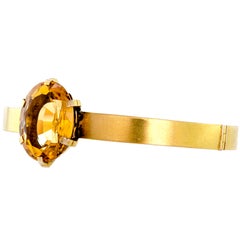 Large Single Citrine 14kt Yellow Gold Stiff Bracelet