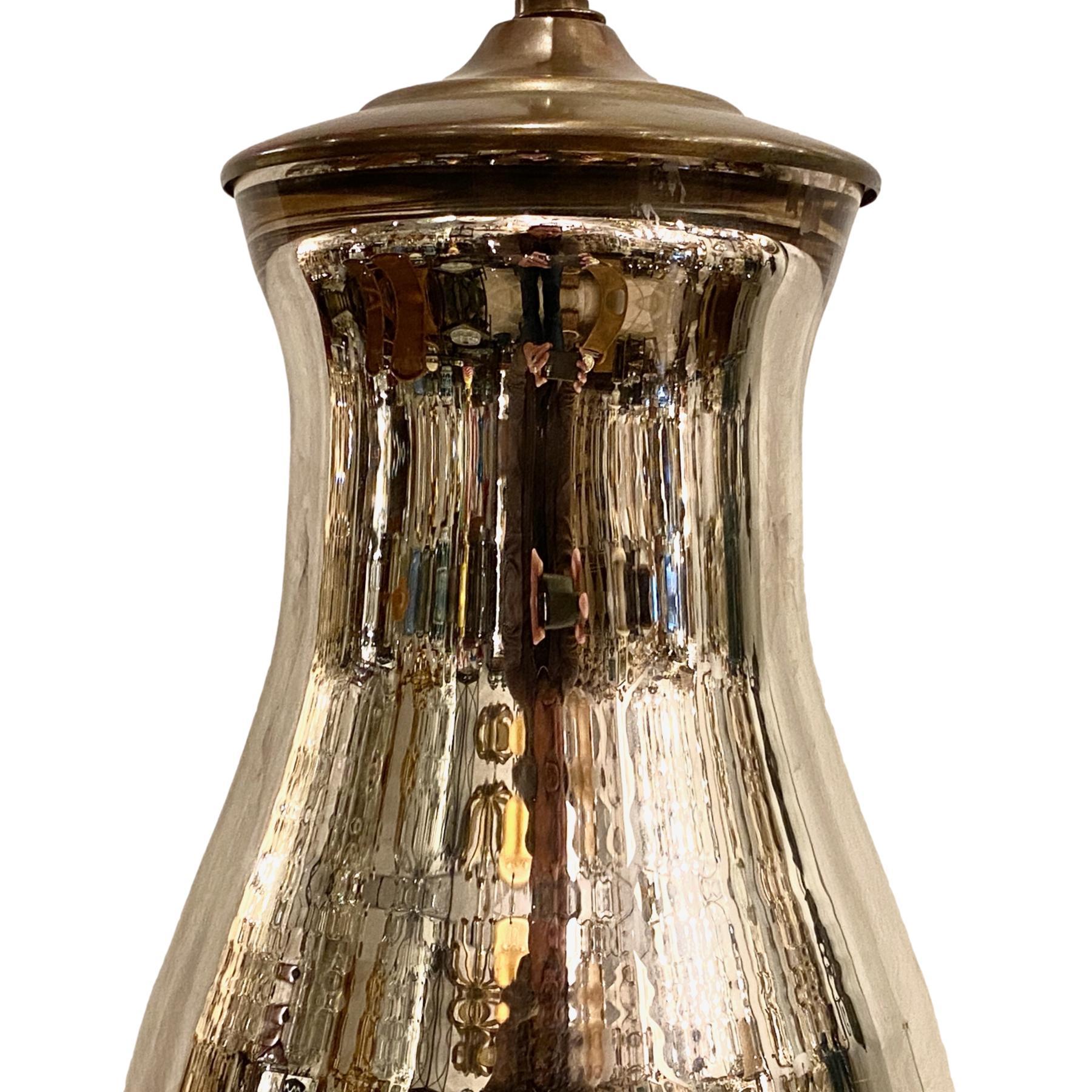 Large Single French Mercury Glass Lamp For Sale 1