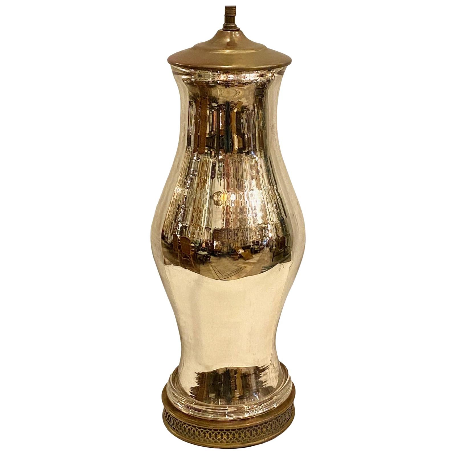 Large Single French Mercury Glass Lamp