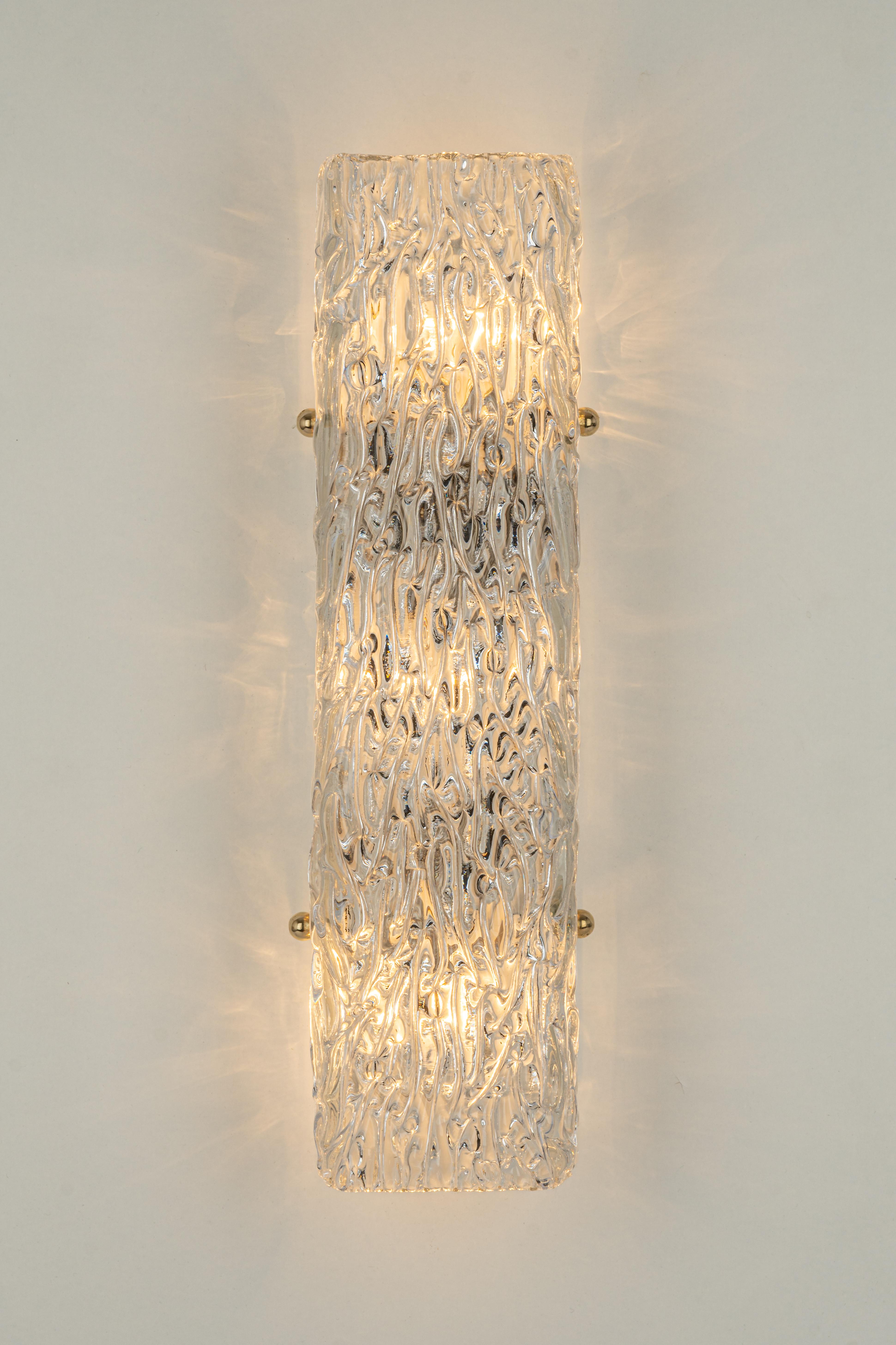 Mid-20th Century Large Single Kalmar Sconce Glass Wall Lights, Austria, 1960s For Sale