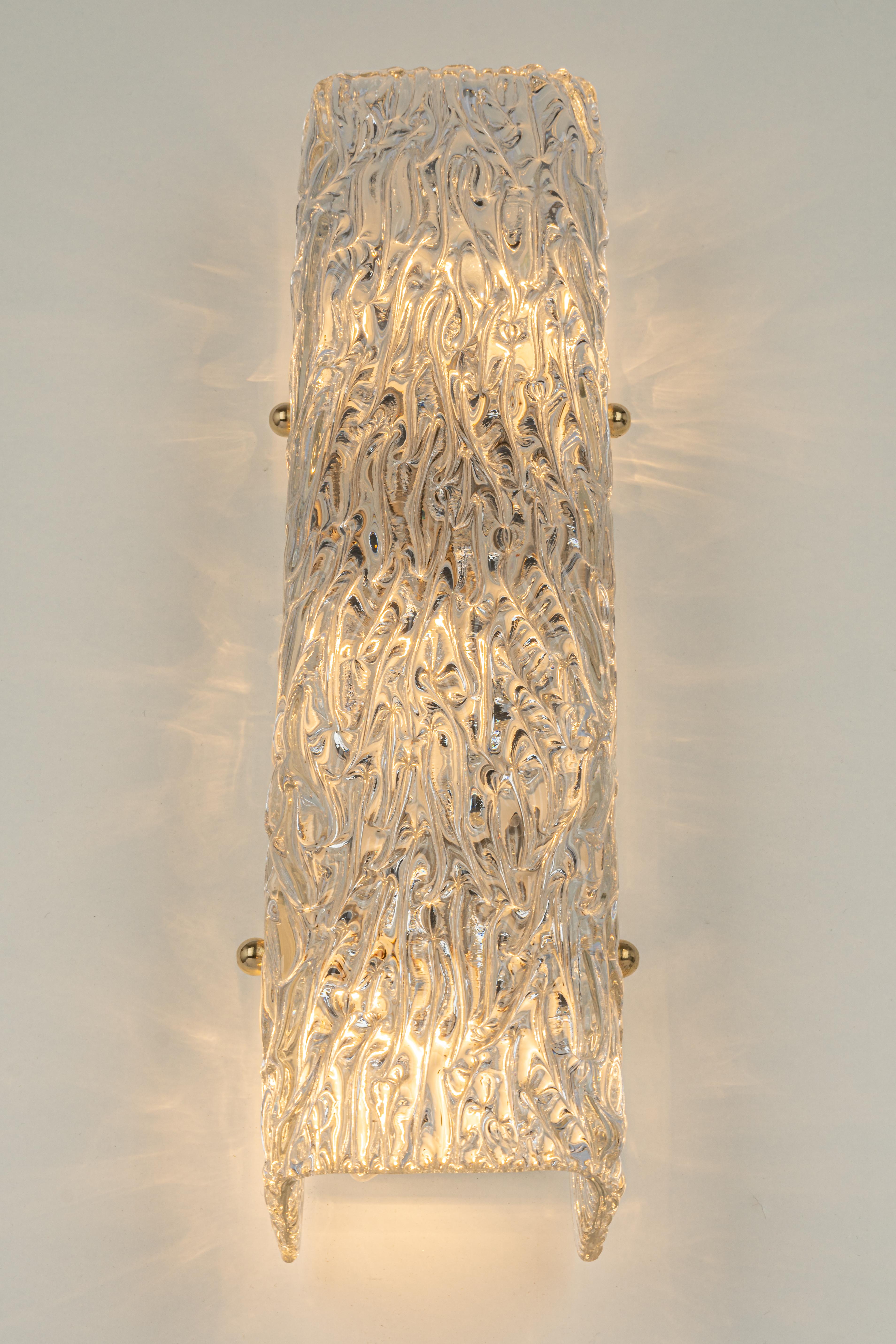 Large Single Kalmar Sconce Glass Wall Lights, Austria, 1960s For Sale 1