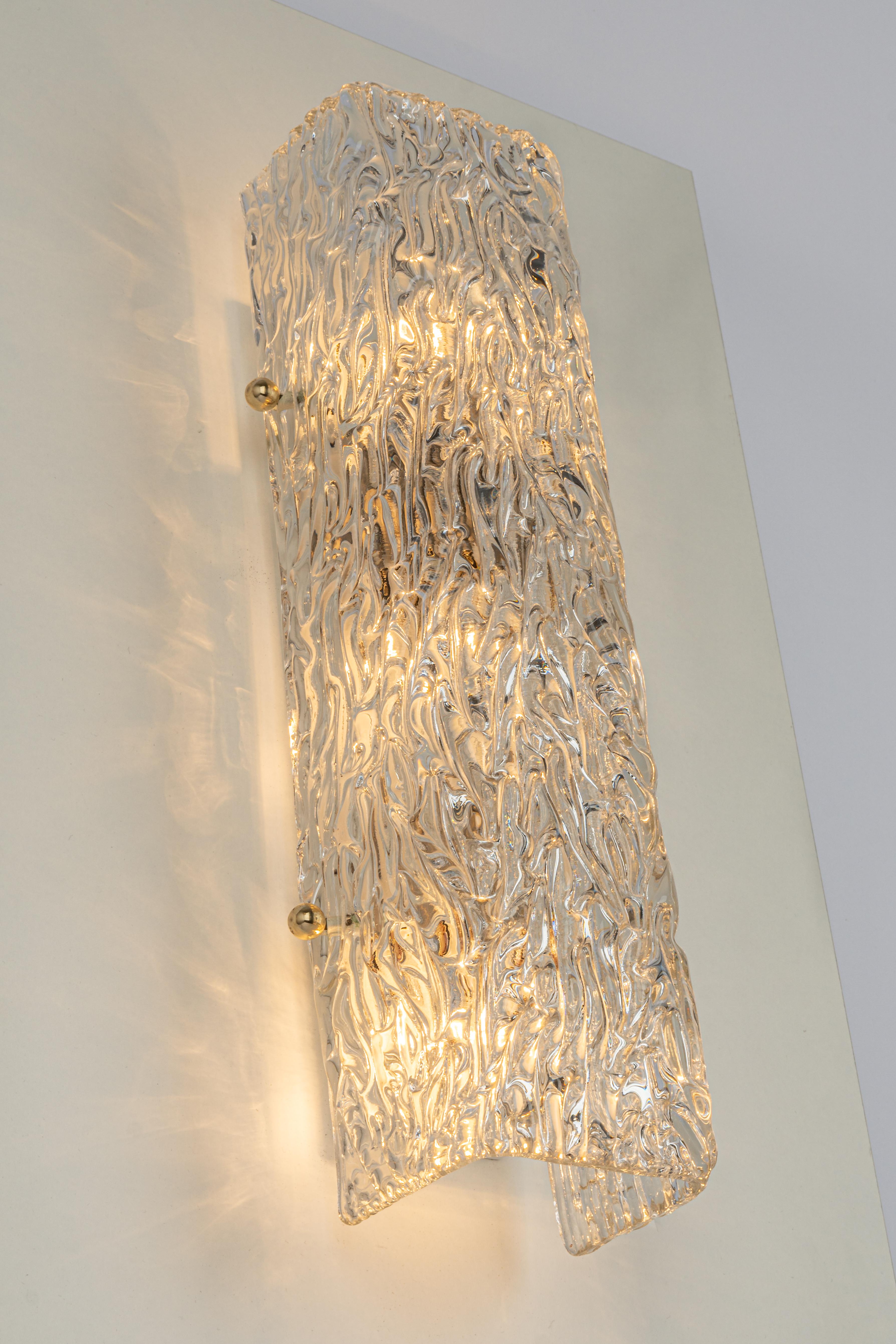 Large Single Kalmar Sconce Glass Wall Lights, Austria, 1960s For Sale 2
